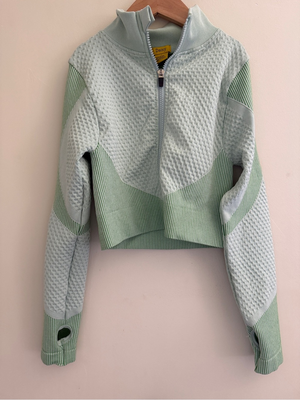 Mint Green Quilted Half-Zip Jacket